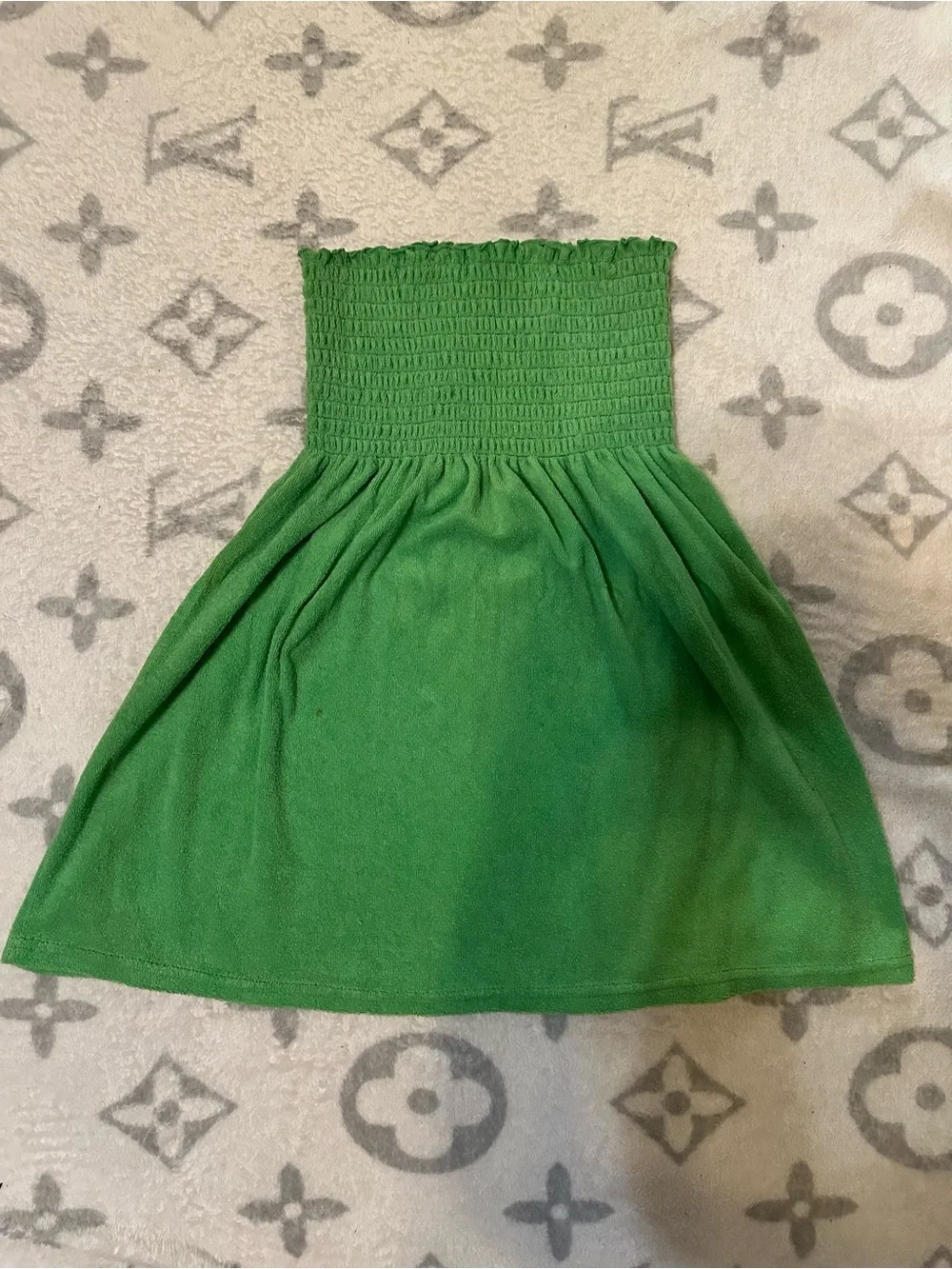 Green Smocked Strapless Mini Dress